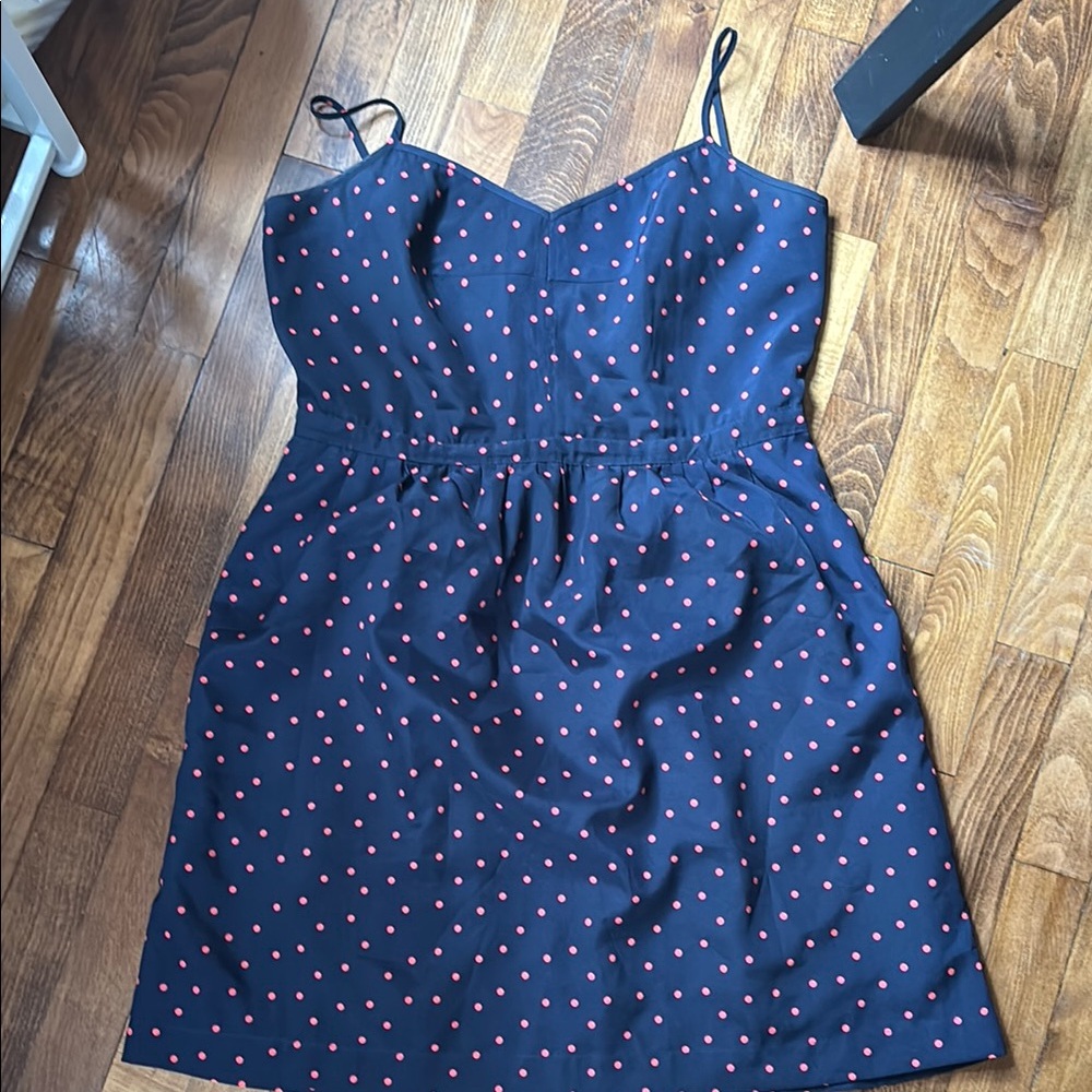 Navy Polka Dot Spaghetti Strap Dress